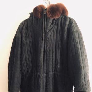 Andrew Marc winter coat with fur hood in black